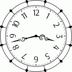 Decorative Wall Clock Simple Design Laser Cut Free Vector File, Free Vectors File
