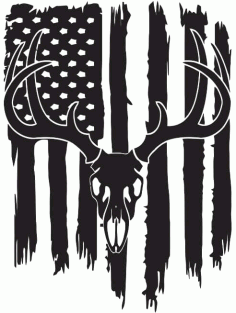 Deer Flag Silhouette Usa Flag Free DXF File