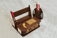 Desk Organizer Basic Stationery Box Smart Phone Holder Laser Cut Free Vector File