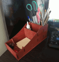 Desk Storage Organizer Office Supplies Storage Rack For Laser Cutting Free Vector File