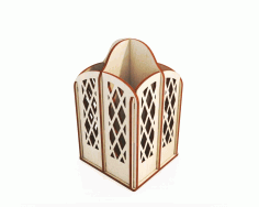 Divided Pencil And Brush Holder Organizer Laser Cut Free Vector File