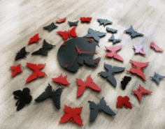 Diy Modern Butterfly Wall Clock For Laser Cut Cnc Free DXF File