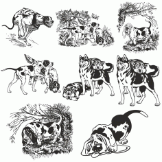 Dogs Collection For Laser Cut Free Vector File, Free Vectors File