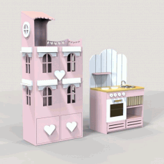 Doll House And Miniature Kitchen For Laser Cut Free Vector File