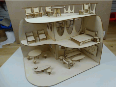 Doll House With Furniture For Laser Cutting Free Vector File