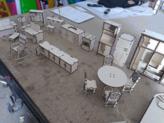 Dollhouse Furniture Wooden For Laser Cutting Free DXF File