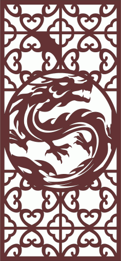 Dragon Privacy Partition Indoor Panels Screen Room Divider For Laser Cutting Free DXF File