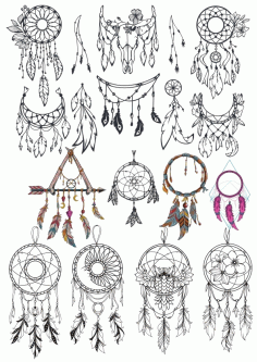 Dream Catcher Set Free Vector File, Free Vectors File