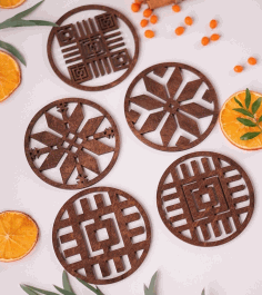 Drink Coasters Wooden Cup Coasters For Laser Cut Free Vector File