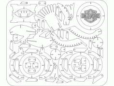 Eagle Harley 3d Puzzle Free DXF File