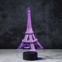 Eiffel Tower 3d Illusion Night Light Lamp Laser Engraving Free Vector File