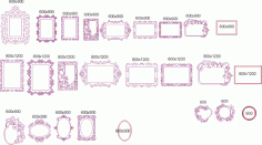 Elegant Mirror Frame Set Free DXF File