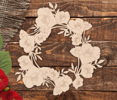 Engrave Floral Wreath For Laser Cut Free Vector File