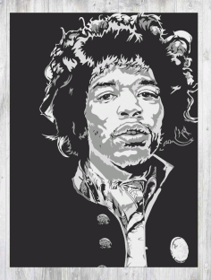 Engrave Jimi Hendrix Wall Art For Laser Cut Free Vector File