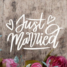 Engrave Just Married Decor For Laser Cut Free Vector File