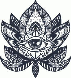 Eye Lotus Tattoo For Laser Cut Free Vector File