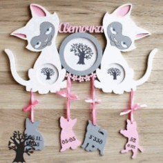 Family Photo Frame With Two Cats For Laser Cut Cnc Free DXF File