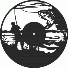 Fishing Vinyl Wall Clock Fisherman Free Vector File