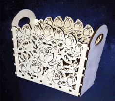 Floral Basket For Laser Cutting Free Vector File