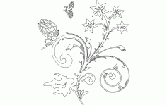 Floral Design Star Plant Free DXF File, Free Vectors File