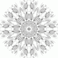 Floral Round For Laser Cut Free Vector File