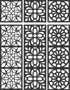 Floral Screen Patterns Design 109 Free DXF File