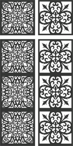 Floral Screen Patterns Design 119 Free DXF File