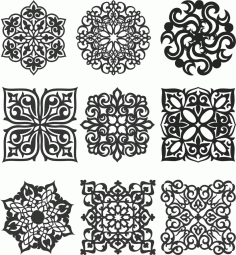 Floral Screen Patterns Design 147 Free DXF File