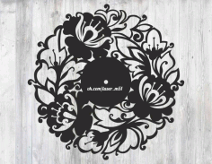 Flower Clock For Laser Cut Free Vector File