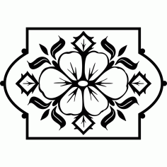 Flower Design In Frame Wall Sticker Free DXF File