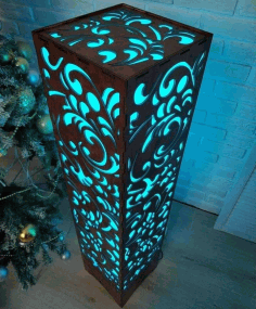 Flower Design Wooden Floor Lamp Laser Cut Free Vector File