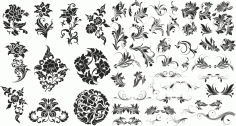 Flower Floral Set For Laser Cut Free Vector File