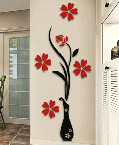 Flower Wall Artfor Laser Cut Free Vector File