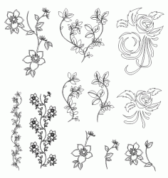 Flowers Vector Free DXF File
