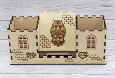 Fortress Pencil Holder With Phone Stand Laser Cut Free Vector File