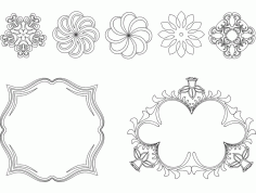 Frame And Flowers Free DXF File