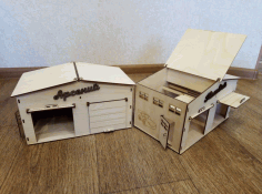 Garage For 2 Cars Plywood 3 Mm Fits In A Machine 30 X 20 For Laser Cutting Free Vector File