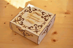 Gift Box For New Year For Laser Cutting Free Vector File