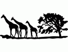 Giraffe Tree Silhouette Free DXF File