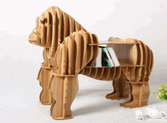 Gorilla Bookshelf 3d Puzzle Free DXF File