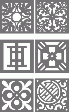 Grill Room Divider Patterns Set For Laser Cut Free Vector File