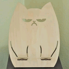 Grumpy Cat Wooden Phone Holder Stand Laser Cut Free Vector File