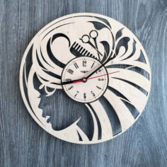 Hair Salon Ladies Wall Clock Free Vector File