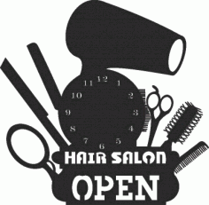 Hair Salon Wall Clock Free DXF File