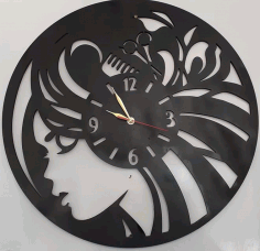 Hairdresser Beauty Salon Wall Clock For Laser Cut Free Vector File