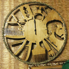 Hairdresser Wall Clock For Laser Cut Free Vector File