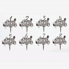 Happy Birthday Cake Toppers For Laser Cutting Free Vector File