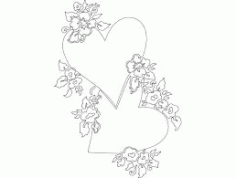 Heart And Flowers Free DXF File