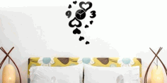 Hearts Wall Clock For Laser Cut Free DXF File