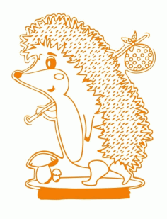 Hedgehog With Mushroom 3d Acrylic Lamp Laser Engraving Free Vector File, Free Vectors File